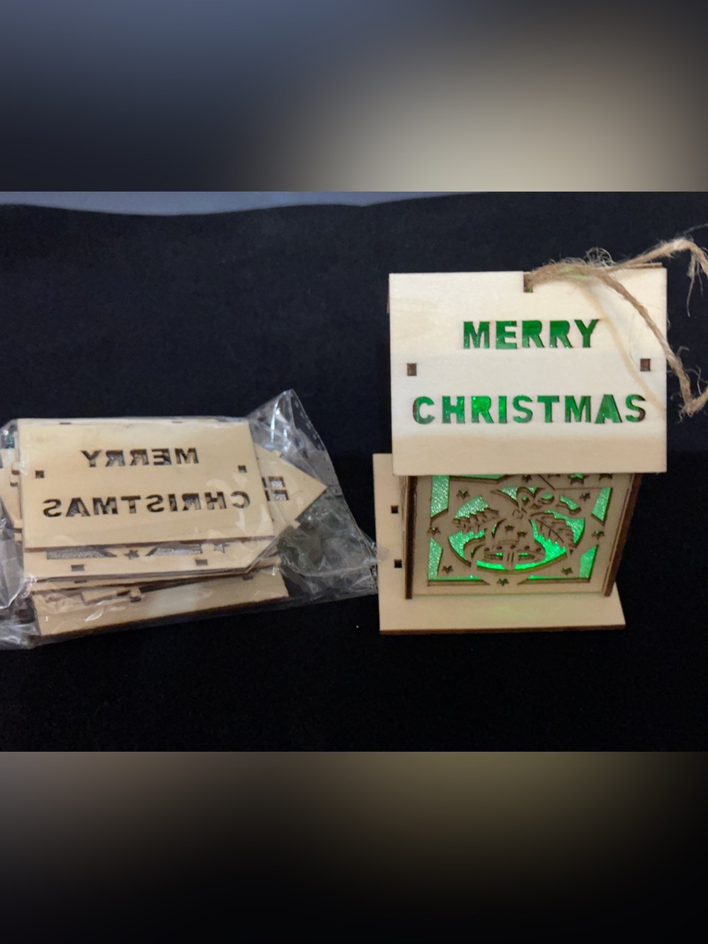 5 Wooden 'Merry Christmas' decorations with light Accessories Gift